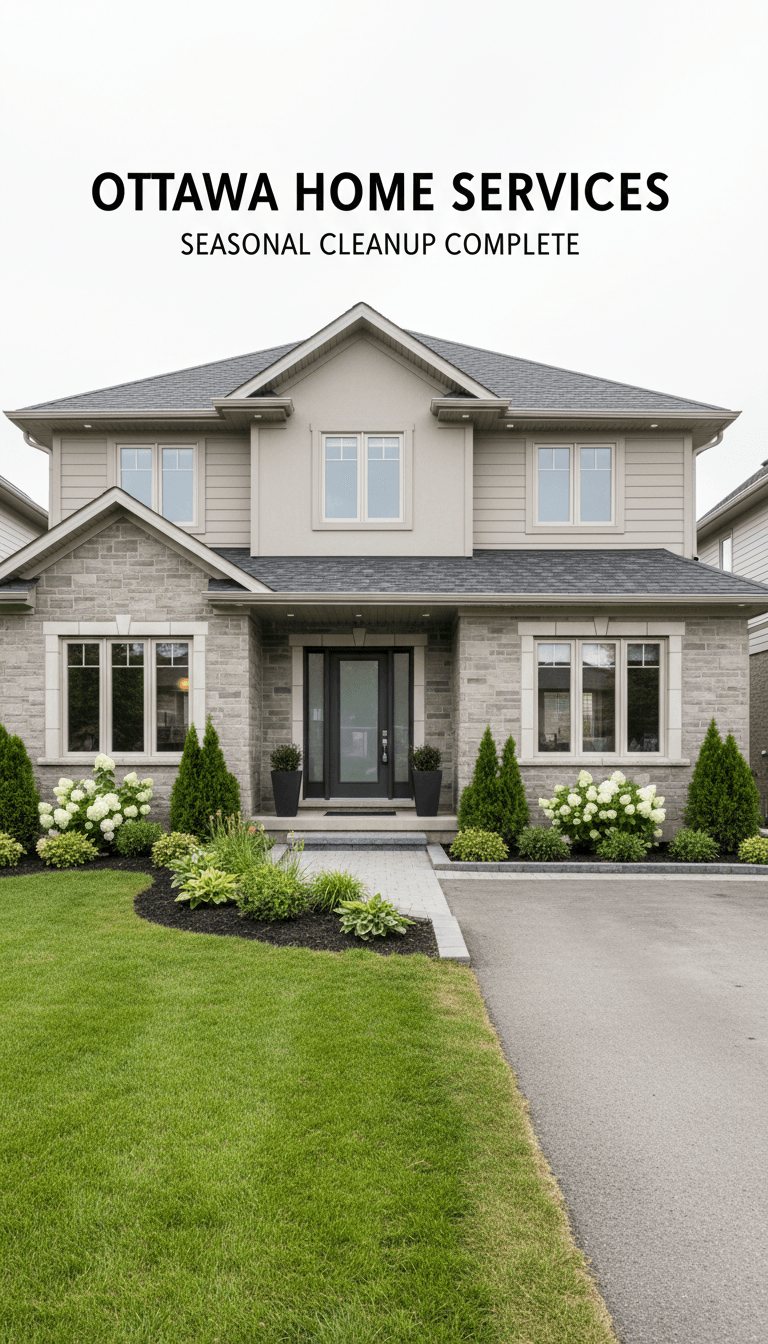 Complete residential property after seasonal exterior cleanup and maintenance